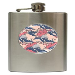 Waves Ocean Sea Water Pattern Rough Seas Hip Flask (6 Oz) by danenraven