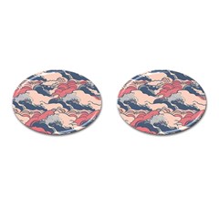 Waves Ocean Sea Water Pattern Rough Seas Cufflinks (oval) by danenraven