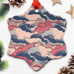 Waves Ocean Sea Water Pattern Rough Seas Snowflake Ornament (two Sides)