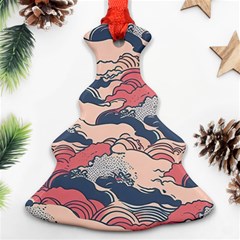 Waves Ocean Sea Water Pattern Rough Seas Christmas Tree Ornament (two Sides)