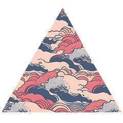 Waves Ocean Sea Water Pattern Rough Seas Wooden Puzzle Triangle by danenraven