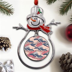 Waves Ocean Sea Water Pattern Rough Seas Metal Snowman Ornament