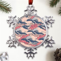 Waves Ocean Sea Water Pattern Rough Seas Metal Large Snowflake Ornament by danenraven