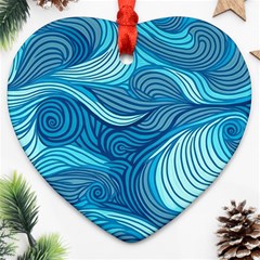 Ocean Waves Sea Abstract Pattern Water Blue Ornament (heart)