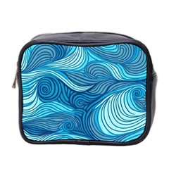 Ocean Waves Sea Abstract Pattern Water Blue Mini Toiletries Bag (two Sides) by danenraven