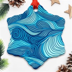 Ocean Waves Sea Abstract Pattern Water Blue Ornament (snowflake)