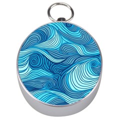 Ocean Waves Sea Abstract Pattern Water Blue Silver Compasses by danenraven