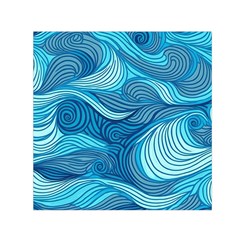 Ocean Waves Sea Abstract Pattern Water Blue Square Satin Scarf (30  X 30 ) by danenraven