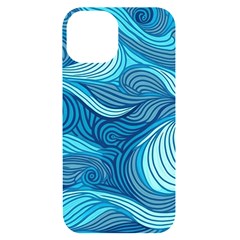 Ocean Waves Sea Abstract Pattern Water Blue Iphone 14 Black Uv Print Case by danenraven