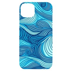 Ocean Waves Sea Abstract Pattern Water Blue Iphone 14 Plus Black Uv Print Case by danenraven