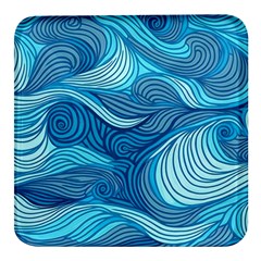 Ocean Waves Sea Abstract Pattern Water Blue Square Glass Fridge Magnet (4 Pack) by danenraven