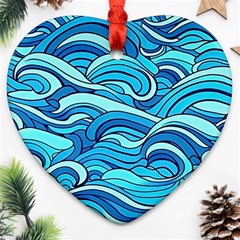 Pattern Ocean Waves Blue Nature Sea Abstract Ornament (heart)