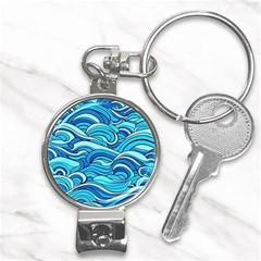 Pattern Ocean Waves Blue Nature Sea Abstract Nail Clippers Key Chain by danenraven