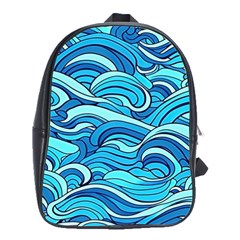 Pattern Ocean Waves Blue Nature Sea Abstract School Bag (large) by danenraven