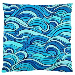 Pattern Ocean Waves Blue Nature Sea Abstract Large Cushion Case (two Sides) by danenraven