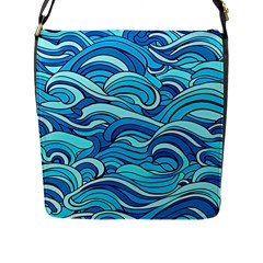 Pattern Ocean Waves Blue Nature Sea Abstract Flap Closure Messenger Bag (l) by danenraven