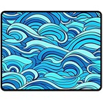 Pattern Ocean Waves Blue Nature Sea Abstract Two Sides Fleece Blanket (Medium) 58.8 x47.4  Blanket Front