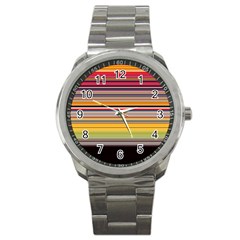 Neopolitan Horizontal Lines Strokes Sport Metal Watch by Bangk1t