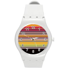 Neopolitan Horizontal Lines Strokes Round Plastic Sport Watch (m) by Bangk1t