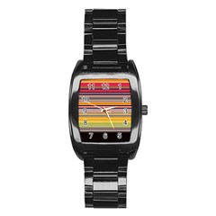 Neopolitan Horizontal Lines Strokes Stainless Steel Barrel Watch by Bangk1t