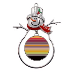 Neopolitan Horizontal Lines Strokes Metal Snowman Ornament