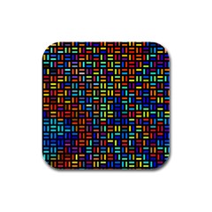 Geometric Colorful Square Rectangle Rubber Square Coaster (4 Pack) by Bangk1t