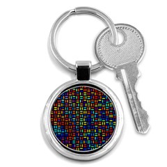 Geometric Colorful Square Rectangle Key Chain (round)