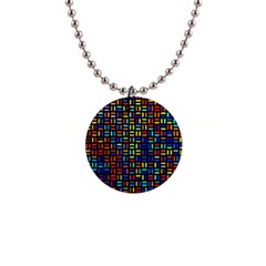 Geometric Colorful Square Rectangle 1  Button Necklace by Bangk1t