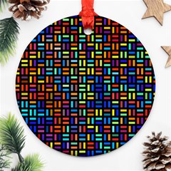 Geometric Colorful Square Rectangle Round Ornament (two Sides)