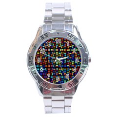 Geometric Colorful Square Rectangle Stainless Steel Analogue Watch by Bangk1t