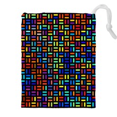 Geometric Colorful Square Rectangle Drawstring Pouch (4xl) by Bangk1t