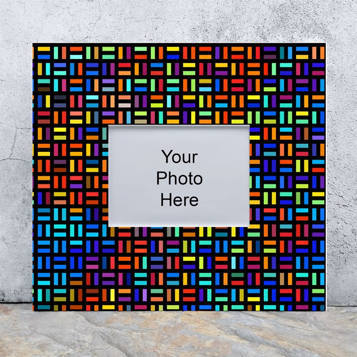 Geometric Colorful Square Rectangle White Wall Photo Frame 5  x 7 