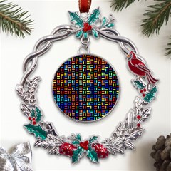 Geometric Colorful Square Rectangle Metal X mas Wreath Holly Leaf Ornament