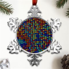 Geometric Colorful Square Rectangle Metal Small Snowflake Ornament by Bangk1t