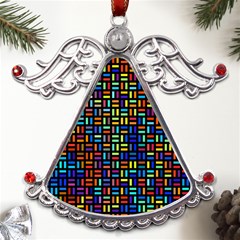 Geometric Colorful Square Rectangle Metal Angel With Crystal Ornament