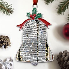 Manuscript Lost Pages Lost History Metal Holly Leaf Bell Ornament