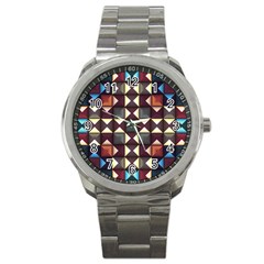 Symmetry Geometric Pattern Texture Sport Metal Watch by Bangk1t