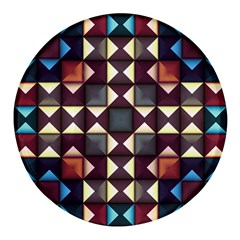 Symmetry Geometric Pattern Texture Round Glass Fridge Magnet (4 Pack)