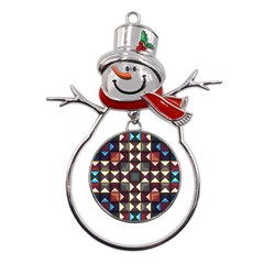 Symmetry Geometric Pattern Texture Metal Snowman Ornament