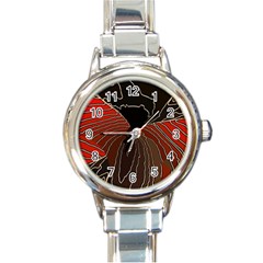 Red Gold Black Voracious Plant Leaf Round Italian Charm Watch by Bangk1t