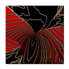 Red Gold Black Voracious Plant Leaf Tile Coaster