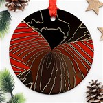 Red Gold Black Voracious Plant Leaf Ornament (Round) Front