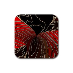 Red Gold Black Voracious Plant Leaf Rubber Square Coaster (4 Pack) by Bangk1t