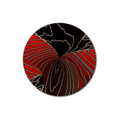 Red Gold Black Voracious Plant Leaf Rubber Coaster (round) by Bangk1t