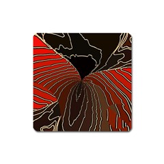 Red Gold Black Voracious Plant Leaf Square Magnet by Bangk1t