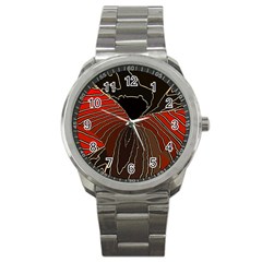 Red Gold Black Voracious Plant Leaf Sport Metal Watch