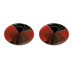 Red Gold Black Voracious Plant Leaf Cufflinks (oval) by Bangk1t