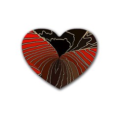 Red Gold Black Voracious Plant Leaf Rubber Heart Coaster (4 Pack) by Bangk1t