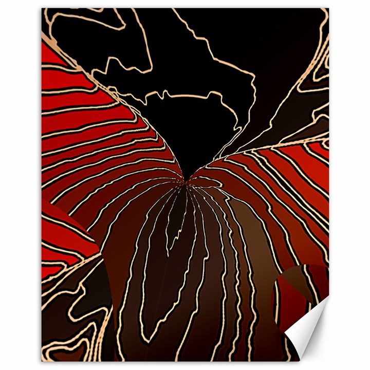 Red Gold Black Voracious Plant Leaf Canvas 11  x 14 