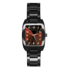 Red Gold Black Voracious Plant Leaf Stainless Steel Barrel Watch by Bangk1t